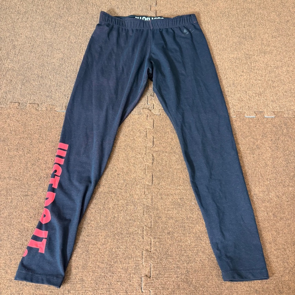Nike Womens Just Do It Leggings Black Pink Graphic Athletic Tights Size‎ Large